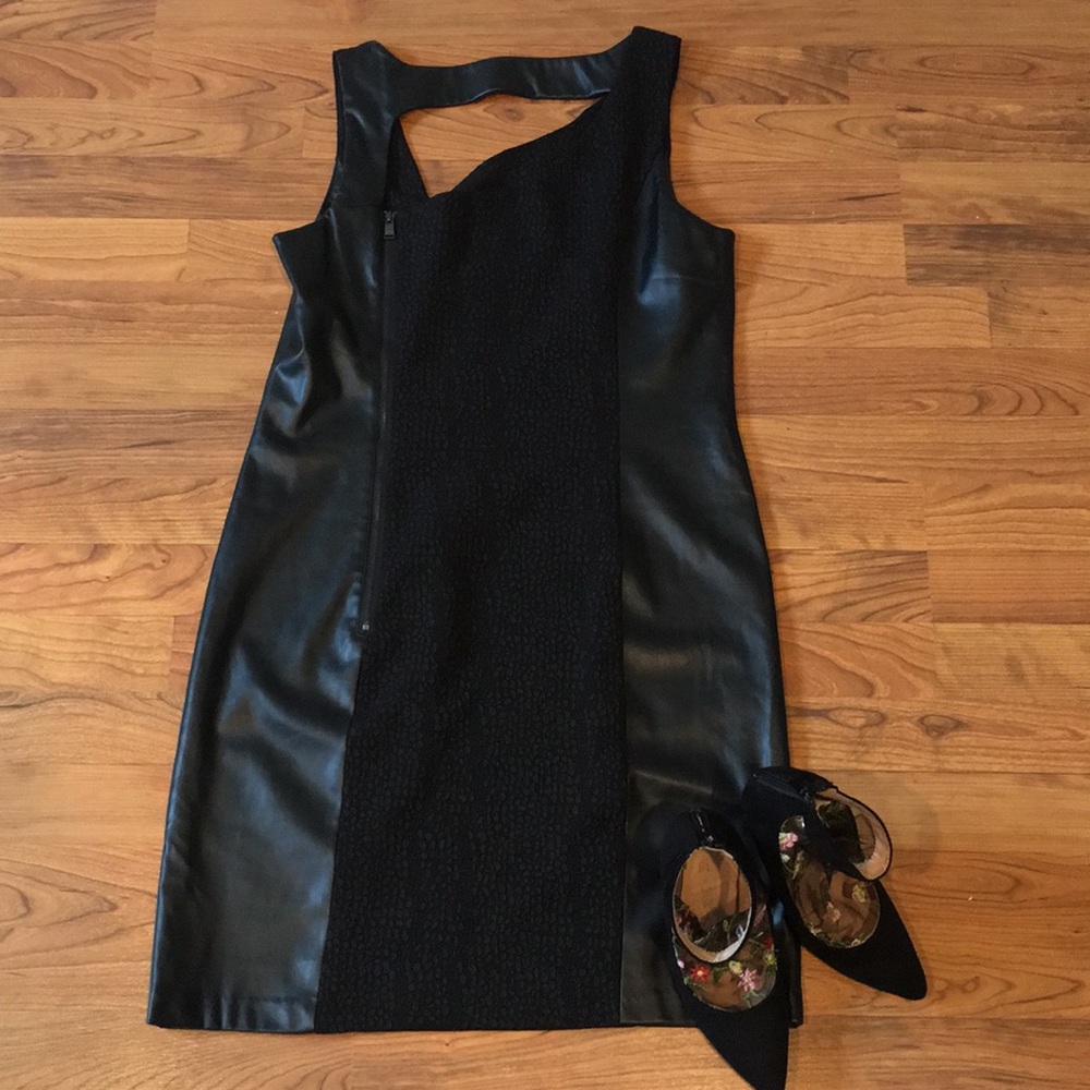Fake leather black dress